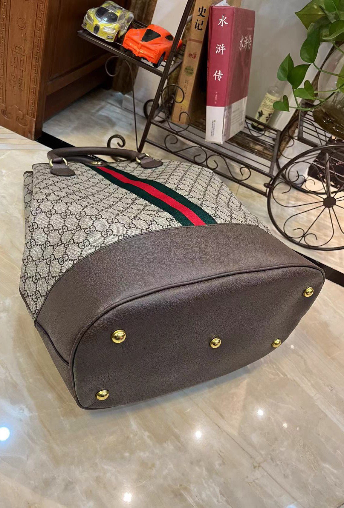 G-Web-Striped Duffle Bag