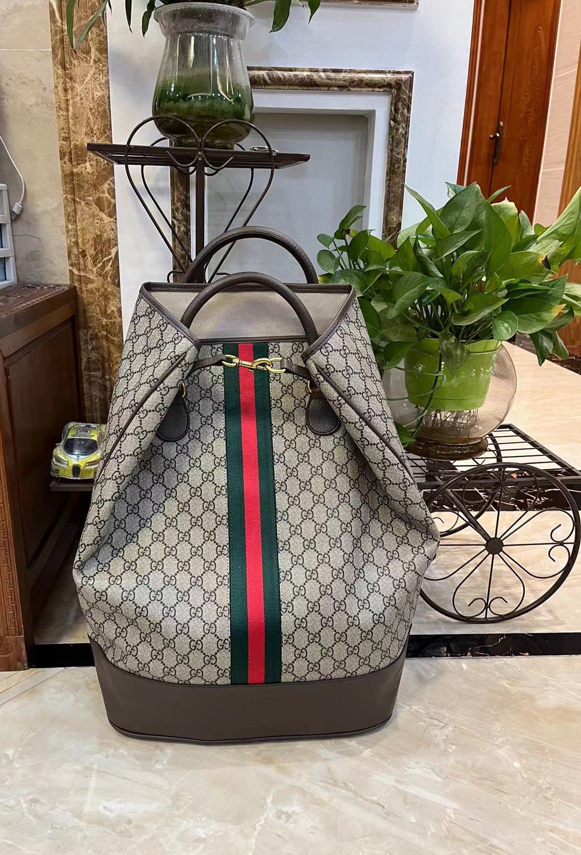 G-Web-Striped Duffle Bag