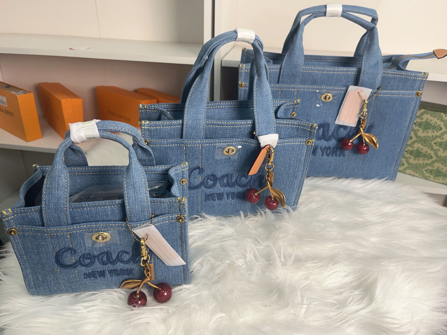 C-Denim Bag with Cherry Charms(KC213)