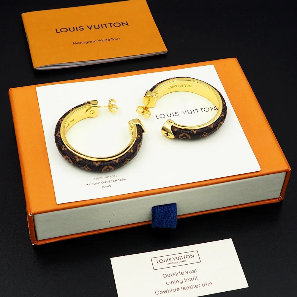 L-Classic Real Leather Made Hoop Earrings (SP211)