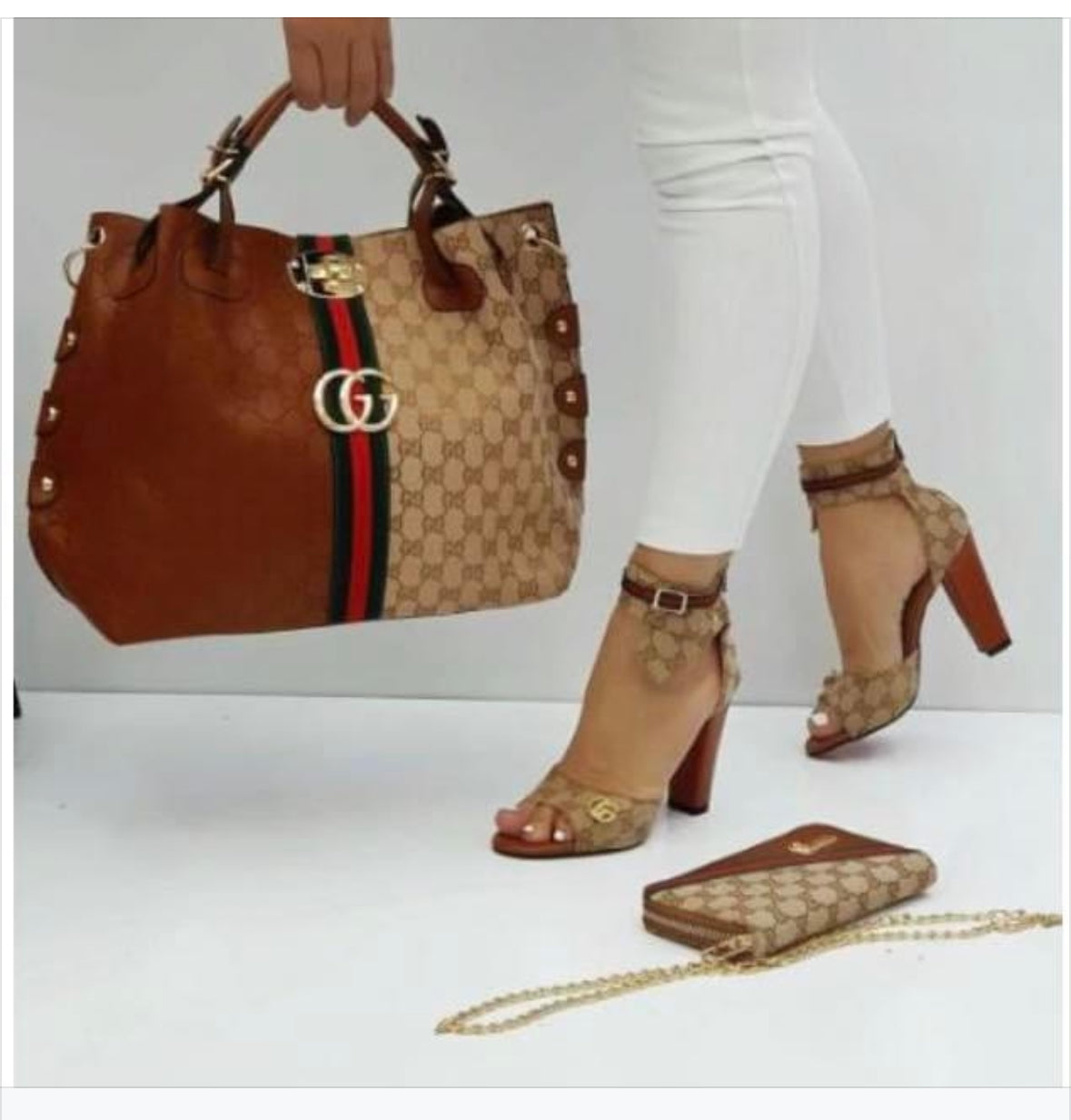 G-3pc Brown Heel Set