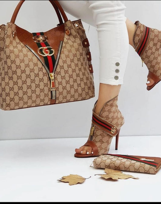 G-3pc Brown Heel Set