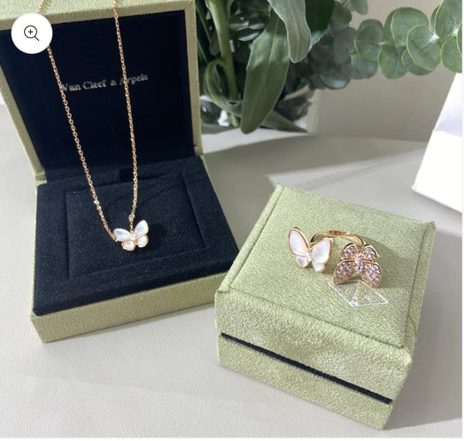 V- Necklace and Open Cut Ring Set (VCA159)