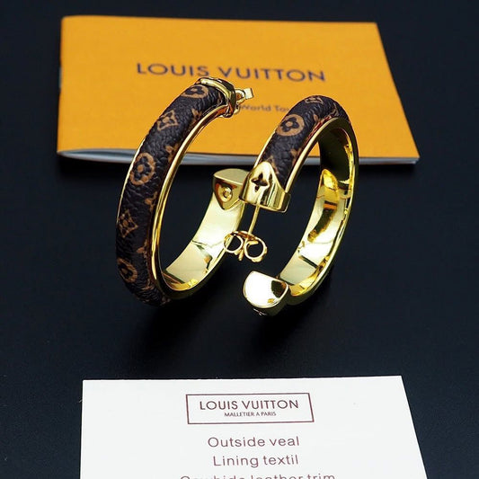 L-Classic Real Leather Made Hoop Earrings (SP211)